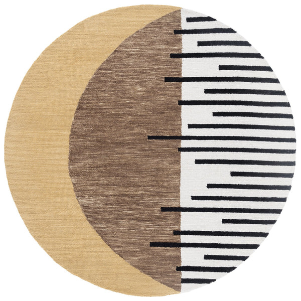 Safavieh Novelty 6' X 6' Hand-tufted Round Area Rug In Rich Brown & Beige - Plush, Durable Elegance For Your Home Brown ,Beige 80% Wool & 20% Cotton Nov350t-6r