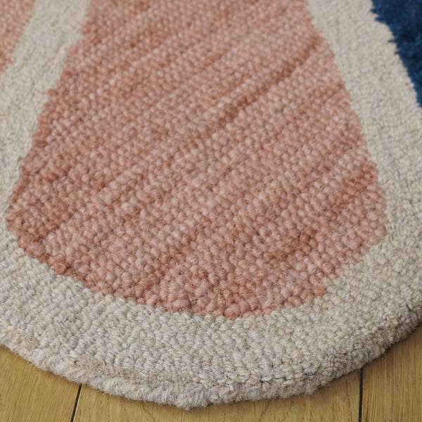 Safavieh Novelty Charming Round Area Rug For Kids - Hand-tufted Wool & Cotton, Cozy Playroom Decor Addition Beige ,Blue 80% Wool & 20% Cotton Nov351b-5r