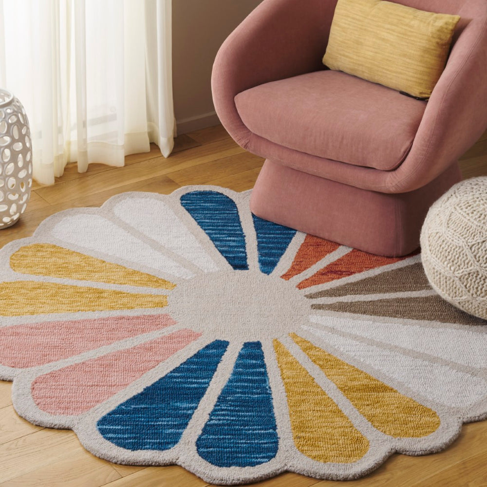Safavieh Novelty Whimsical Hand-tufted Area Rug For Kids' Spaces – Cozy, Durable, And Playful Design Beige ,Blue 80% Wool & 20% Cotton Nov351b-3r