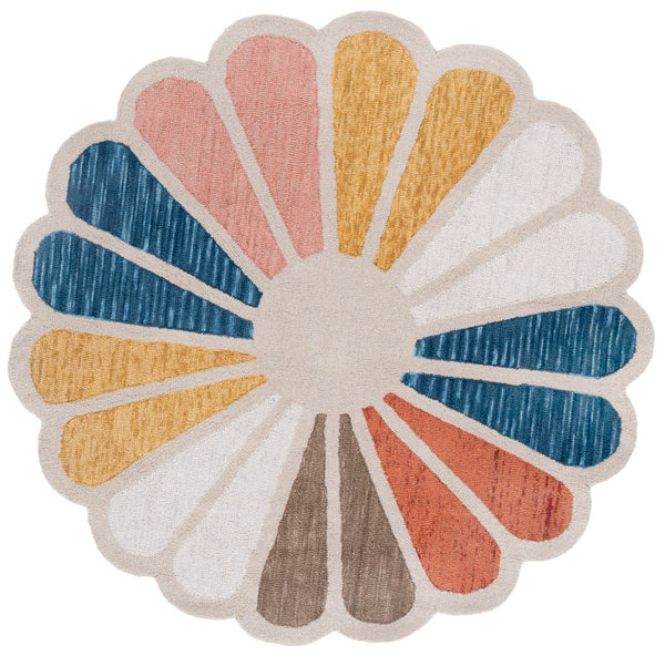 Safavieh Novelty Whimsical Hand-tufted Area Rug For Kids' Spaces – Cozy, Durable, And Playful Design Beige ,Blue 80% Wool & 20% Cotton Nov351b-3r