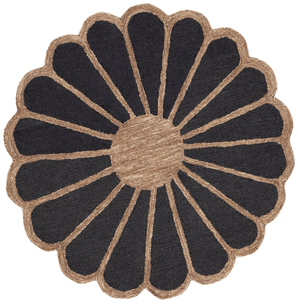 Safavieh Novelty Charming Round Area Rug For Kids - Hand-tufted Wool & Cotton, Cozy Playroom Decor Addition Black ,Brown 80% Wool & 20% Cotton Nov351z-4r