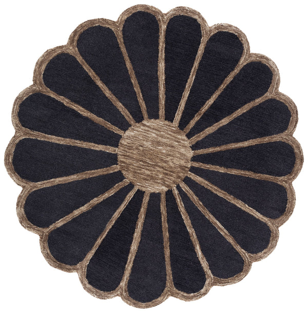 Safavieh Novelty Elegant Hand-tufted Area Rug In Soft Shades For Comfort, Style, And Timeless Sophistication Black ,Brown 80% Wool & 20% Cotton Nov351z-6r