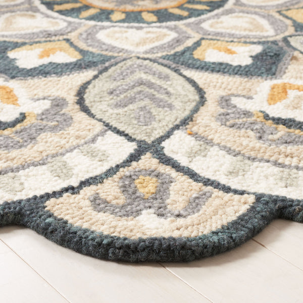 Safavieh Novelty Luxurious Hand-tufted Area Rug In Elegant Ivory And Beige For Timeless Home Decor Style Beige ,Navy Wool And Cotton With Latex Nov604b-9r