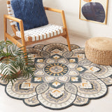 Safavieh Novelty 604 Hand Tufted Tranisitional Rug Beige / Navy 6' x 6' Round