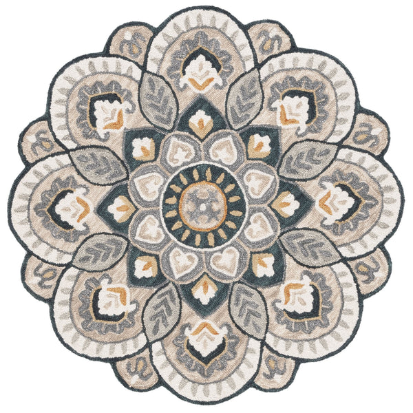 Safavieh Novelty Luxurious Hand-tufted Area Rug In Elegant Ivory And Beige For Timeless Home Decor Style Beige ,Navy Wool And Cotton With Latex Nov604b-9r