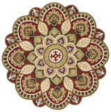 Safavieh Novelty 604 Hand Tufted Tranisitional Rug Red / Taupe 12'-0" x 12'-0"  Round