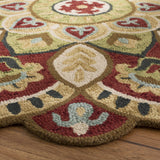 Safavieh Novelty 604 Hand Tufted Tranisitional Rug Red / Taupe 12'-0" x 12'-0"  Round