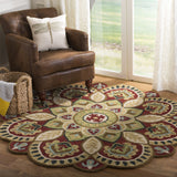 Safavieh Novelty 604 Hand Tufted Tranisitional Rug Red / Taupe 12'-0" x 12'-0"  Round