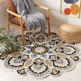 Safavieh Novelty 604 Hand Tufted Tranisitional Rug Ivory / Black 6' x 6' Round