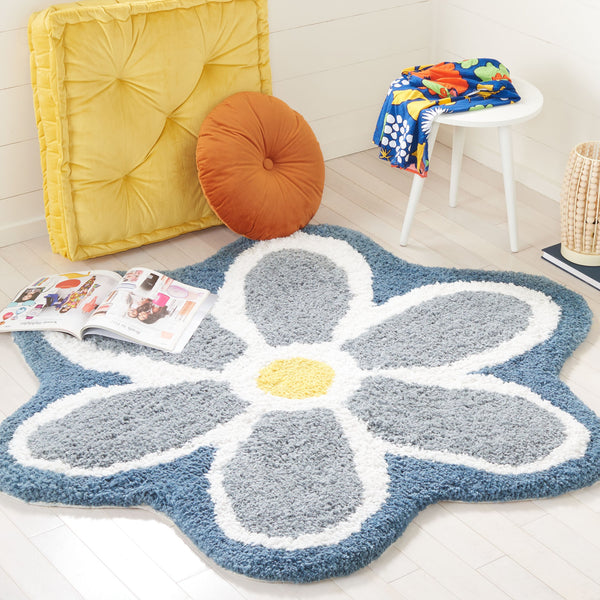 Safavieh Novelty Elegant Floral Area Rug - Hand-tufted Artisan Craftsmanship In Luxurious Polyester Blend Ivory ,Blue 80% Polyester And 20% Cotton Nov902m-6r