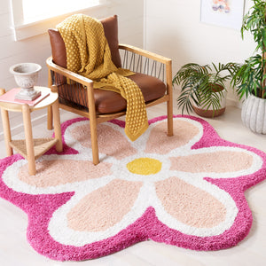 Safavieh Novelty Elegant Floral Area Rug - Hand-tufted Artisan Craftsmanship In Luxurious Polyester Blend Ivory ,Pink 80% Polyester And 20% Cotton Nov902u-5r