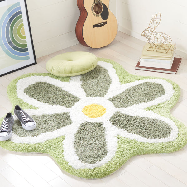 Safavieh Novelty Elegant Floral Area Rug - Hand-tufted Artisan Craftsmanship In Luxurious Polyester Blend Ivory ,Green 80% Polyester And 20% Cotton Nov902y-6r