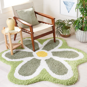 Safavieh Novelty Elegant Floral Area Rug - Hand-tufted Artisan Craftsmanship In Luxurious Polyester Blend Ivory ,Green 80% Polyester And 20% Cotton Nov902y-6r