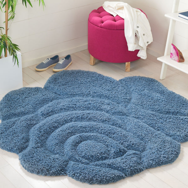 Safavieh Novelty Hand Tufted Area Rug - Exquisite Floral Design, Plush Comfort, Ideal For Cozy Home Decor Blue 80% Polyester And 20% Cotton Nov903m-3r