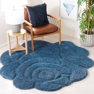 Safavieh Novelty Hand Tufted Area Rug - Exquisite Floral Design, Plush Comfort, Ideal For Cozy Home Decor Blue 80% Polyester And 20% Cotton Nov903m-3r