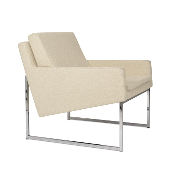 Soho Concept Nova Armchair - Contemporary Chrome Sled Base, Luxe Camira Yoredale Boucle Or Leather, 10-year Guarantee Chrome,Beige  Soho-concept-dining-chair-13255
