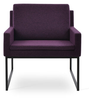 Soho Concept Nova Armchair In Black Sled Base - Luxurious Wool Fabrics With 10-year Guarantee - Stylish Comfort Black  Soho-concept-dining-chair-12298