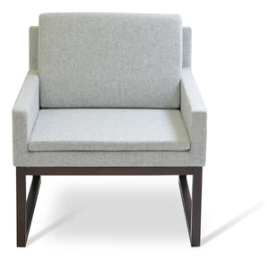 Soho Concept Nova Armchair With Stylish Wood Sled Base - Luxurious Fabric Options & 10-year Guarantee Available! Silver,Walnut  Soho-concept-dining-chair-12291
