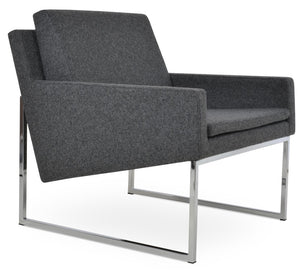 Soho Concept Nova Armchair With Chrome Sled Base In Dark Grey Wool – 10-year Guarantee For Lasting Comfort Dark Grey,Chrome  Soho-concept-dining-chair-13251