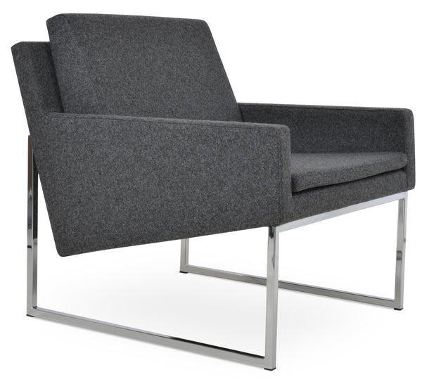 Soho Concept Nova Armchair With Chrome Sled Base In Dark Grey Wool – 10-year Guarantee For Lasting Comfort Dark Grey,Chrome  Soho-concept-dining-chair-13251