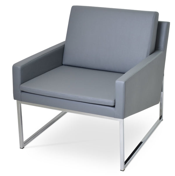 Soho Concept Nova Armchair With Chrome Sled Base – Stylish Black Leatherette Design, 2-year Guarantee Included! Chrome,Grey  Soho-concept-dining-chair-12314