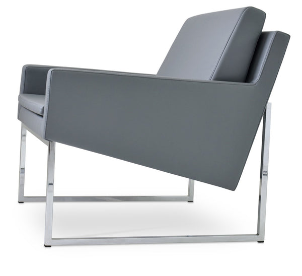 Soho Concept Nova Armchair With Chrome Sled Base – Stylish Black Leatherette Design, 2-year Guarantee Included! Chrome,Grey  Soho-concept-dining-chair-13258