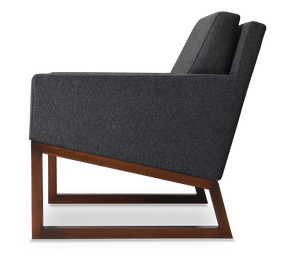 Soho Concept Nova Armchair With Wood Sled Base - Premium Wool Fabrics & 10-year Guarantee In Walnut & Red Dark Grey  Soho-concept-dining-chair-12318