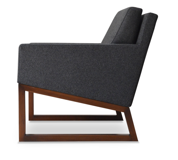 Soho Concept Nova Armchair With Wood Sled Base - Premium Wool Fabrics & 10-year Guarantee In Walnut & Red Dark Grey  Soho-concept-dining-chair-12318