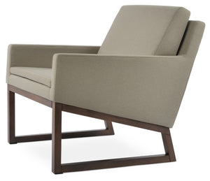 Soho Concept Nova Armchair With Stylish Wood Sled Base - Luxurious Fabric Options & 10-year Guarantee Available! Walnut,Beige  Soho-concept-dining-chair-12319