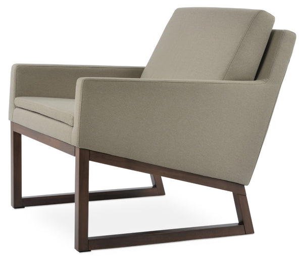 Soho Concept Nova Armchair With Stylish Wood Sled Base - Luxurious Fabric Options & 10-year Guarantee Available! Walnut,Beige  Soho-concept-dining-chair-12319