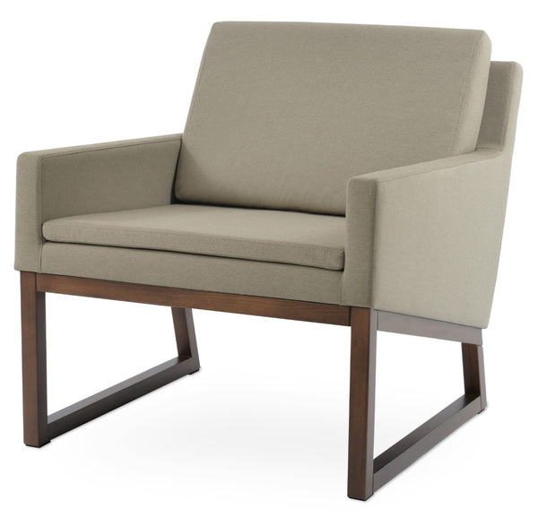 Soho Concept Nova Armchair With Stylish Wood Sled Base - Luxurious Fabric Options & 10-year Guarantee Available! Walnut,Beige  Soho-concept-dining-chair-12320