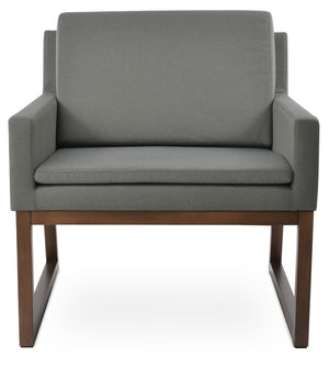 Soho Concept Nova Armchair With Stylish Wood Sled Base - Luxurious Fabric Options & 10-year Guarantee Available! Walnut,Grey  Soho-concept-dining-chair-12321