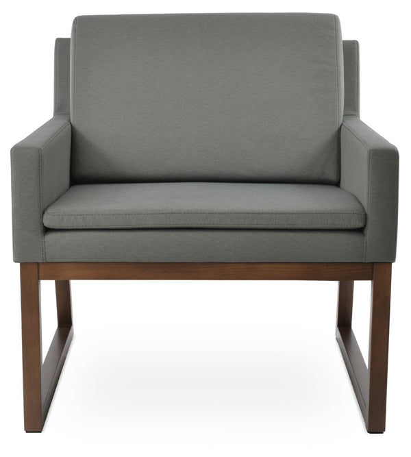 Soho Concept Nova Armchair With Stylish Wood Sled Base - Luxurious Fabric Options & 10-year Guarantee Available! Walnut,Grey  Soho-concept-dining-chair-12321