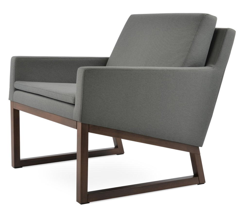 Soho Concept Nova Armchair With Stylish Wood Sled Base - Luxurious Fabric Options & 10-year Guarantee Available! Walnut,Grey  Soho-concept-dining-chair-12321