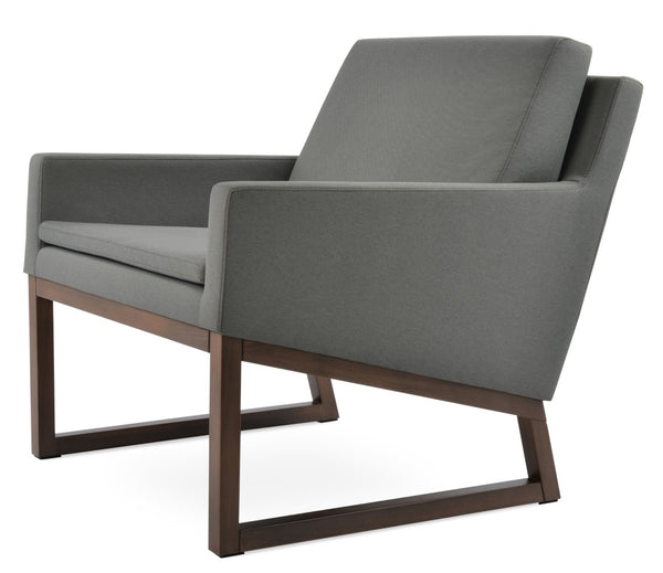 Soho Concept Nova Armchair With Stylish Wood Sled Base - Luxurious Fabric Options & 10-year Guarantee Available! Walnut,Grey  Soho-concept-dining-chair-13259