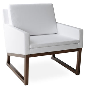 Soho Concept Nova Armchair With Sleek Wood Sled Base In Leatherette - Solid Beech, Walnut Finish, 2-year Warranty Walnut,White  Soho-concept-dining-chair-12322