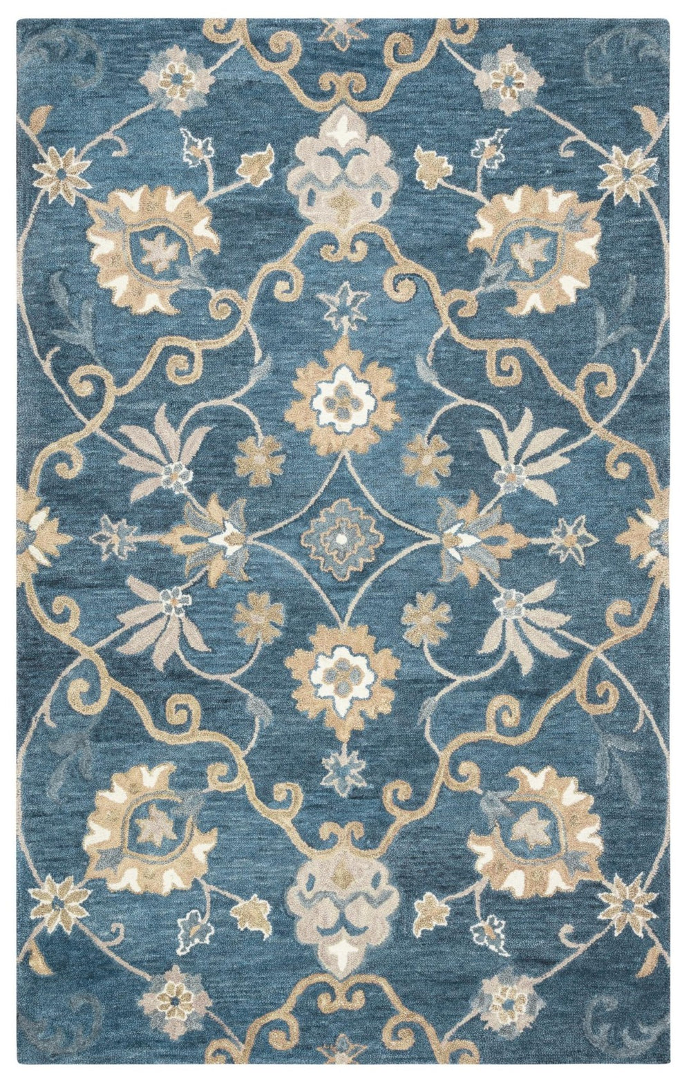 Alora Decor Napoli Hand-Tufted Indigo Wool Rug With Elegant Floral Motif, Artisanal Hand-Spun Dye & Plush Texture 12' x 15' NAPNP100300091215