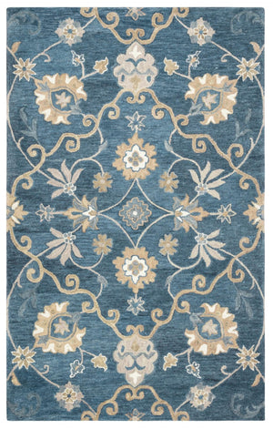 Alora Decor Napoli Hand-Tufted Indigo Wool Rug With Elegant Floral Motif, Artisanal Hand-Spun Dye & Plush Texture 12' x 15' NAPNP100300091215
