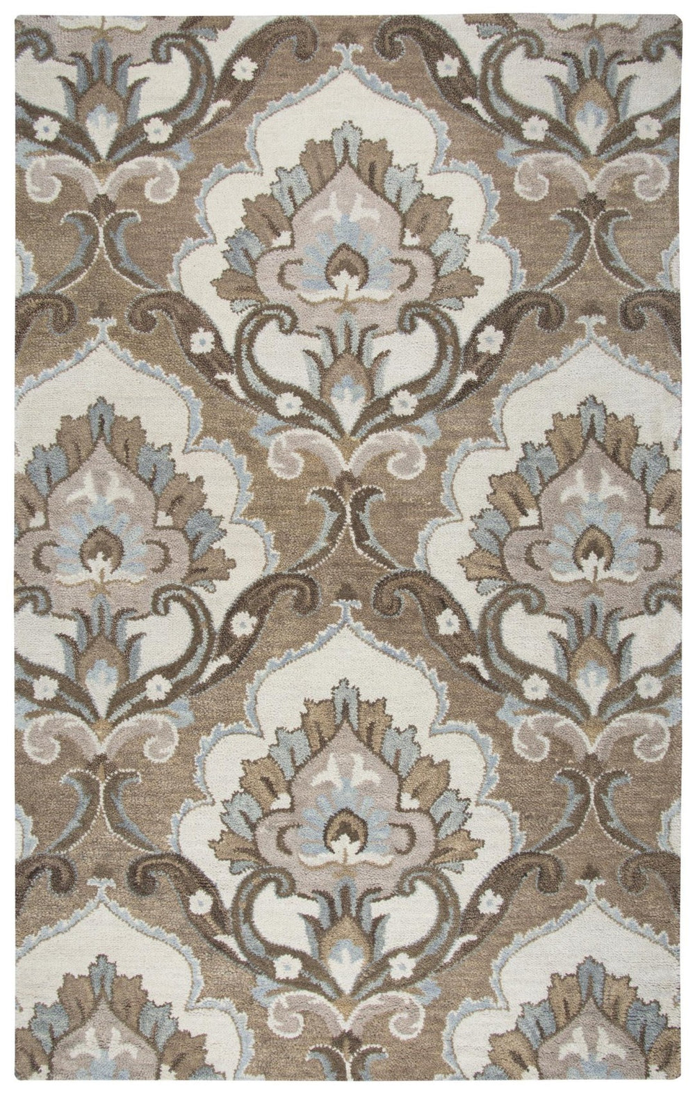 Alora Decor Napoli Hand-Tufted 100% Wool Rectangle Rug With Ornate Medallion Motif In Neutral Browns 8' x 10' NAPNP100400530810