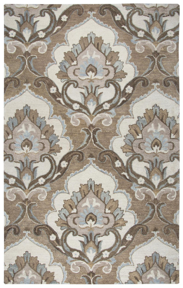 Alora Decor Napoli Hand-Tufted 100% Wool Rectangle Rug With Ornate Medallion Motif In Neutral Browns 8' x 10' NAPNP100400530810