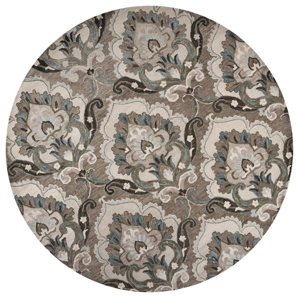 Alora Decor Napoli Hand-Tufted Brown Wool Round Rug — Transitional Floral Medallion Design, Plush & Durable 10' x 10' NAPNP1004005310RD