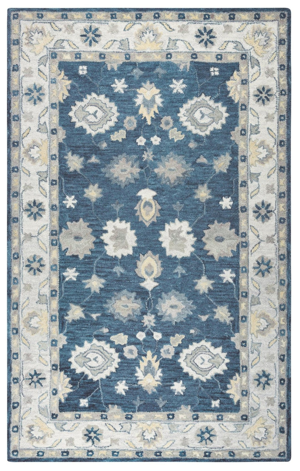 Alora Decor Napoli Hand-Tufted 100% Wool Indigo Floral Rug — Transitional Elegance, Soft Durable Texture 5' x 8' NAPNP102000090508