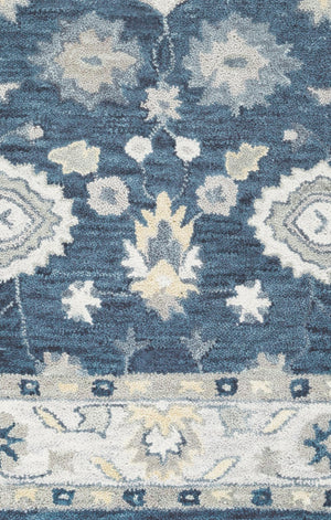 Alora Decor Napoli Hand-Tufted 100% Wool Indigo Floral Rug — Transitional Elegance, Soft Durable Texture 5' x 8' NAPNP102000090508