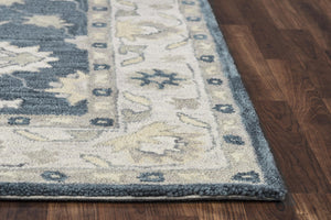 Alora Decor Napoli Hand-Tufted Wool Runner 2'6"X8' Indigo Floral Transitional Rug Durable Soft Natural Fiber NAPNP102000092608