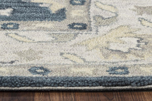 Alora Decor Napoli Hand-Tufted Wool Runner 2'6"X8' Indigo Floral Transitional Rug Durable Soft Natural Fiber NAPNP102000092608