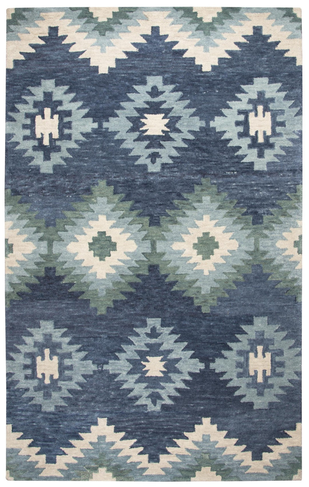 Alora Decor Napoli Hand-Tufted Wool Rug In Indigo And Sky Blue With Southwestern Diamond Motif For Warmth And Style 5' x 8' NAPNP102400090508