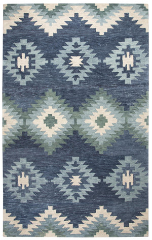 Alora Decor Napoli Hand-Tufted Wool Rug In Indigo And Sky Blue With Southwestern Diamond Motif For Warmth And Style 5' x 8' NAPNP102400090508