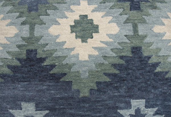 Alora Decor Napoli Hand-Tufted Wool Rug In Indigo And Sky Blue With Southwestern Diamond Motif For Warmth And Style 5' x 8' NAPNP102400090508