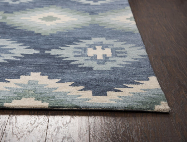 Alora Decor Napoli Hand-Tufted Wool Rug In Indigo And Sky Blue With Southwestern Diamond Motif For Warmth And Style 5' x 8' NAPNP102400090508