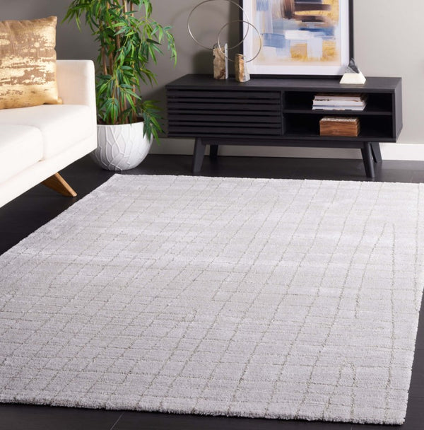 Safavieh Neptune Power Loomed Area Rug Solid Light Grey Blended Fiber Low Pile Living Room NPE864F-6